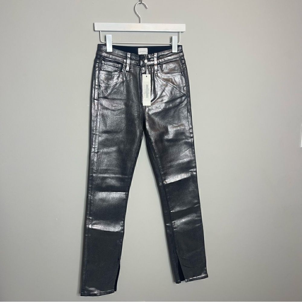 Jonathan Simkhai Rae High Rise Jeans in Coated Metallic NWT - Picture 7 of 9
